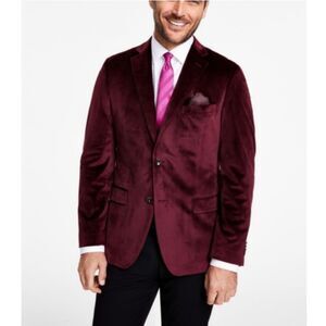 Alfani Blazer Men's Size 36R Burgundy Velvet Two Button Formal Tailored NWT